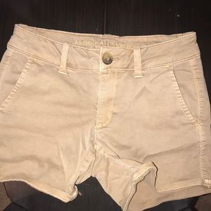 American Eagle Super Stretch Tan Midi Shorts
